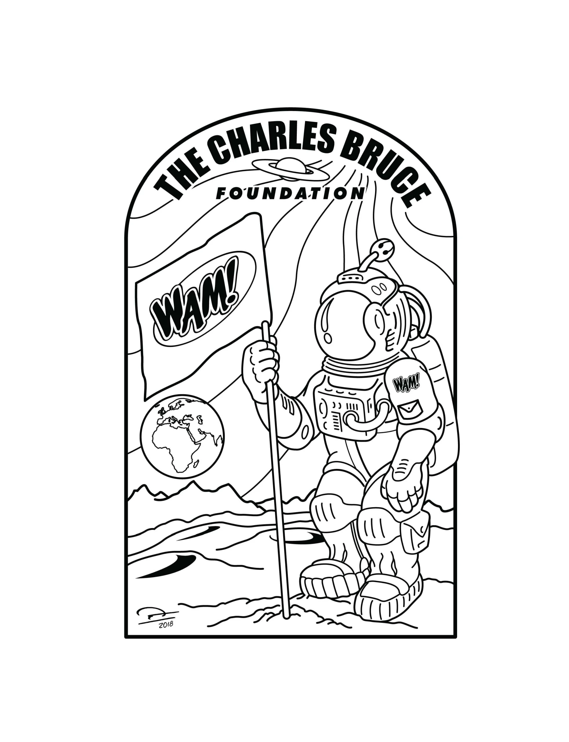 illustrating the moon landing symbolizing WAM!'s first appearance in a CBF publication