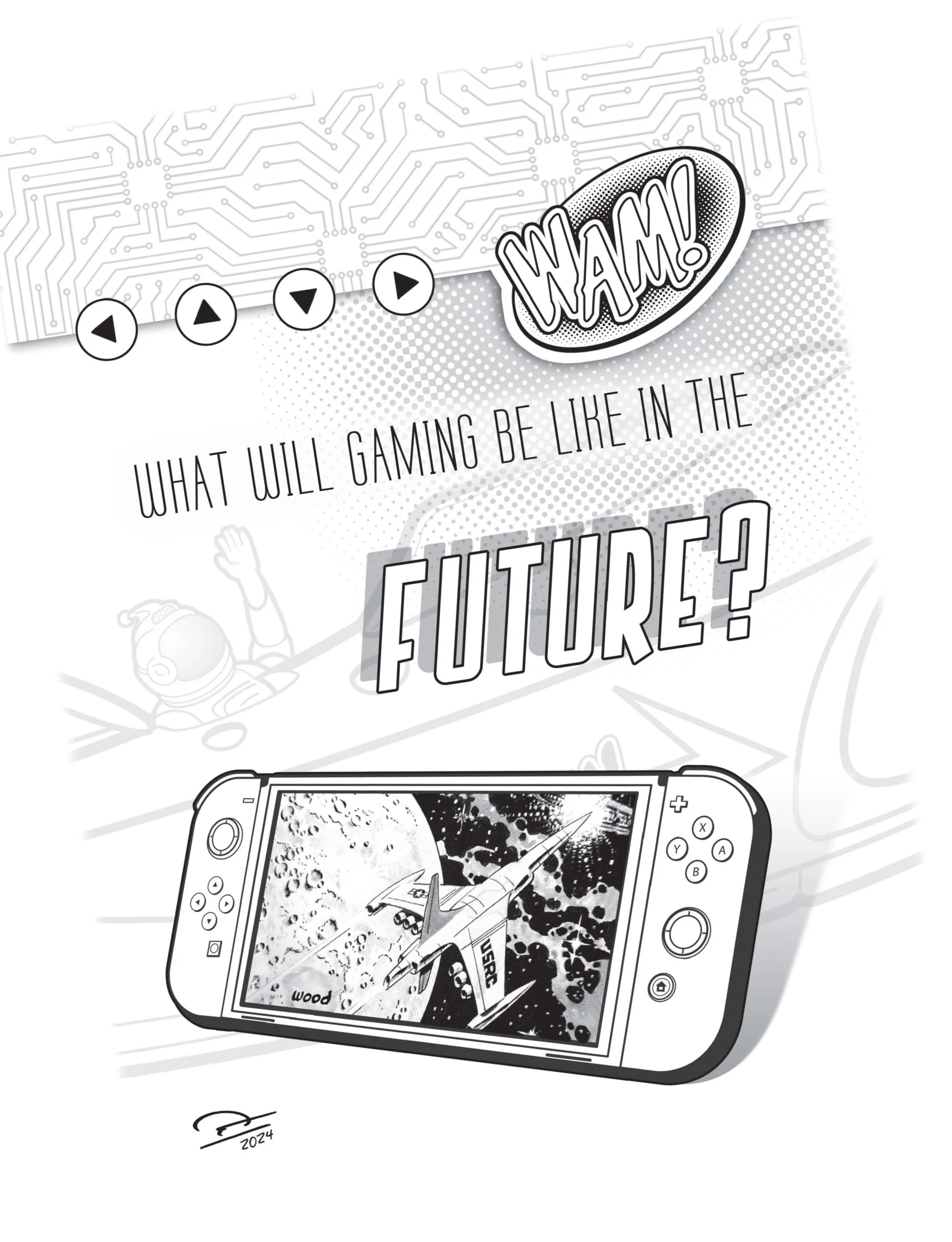 illustration of WAM man video game