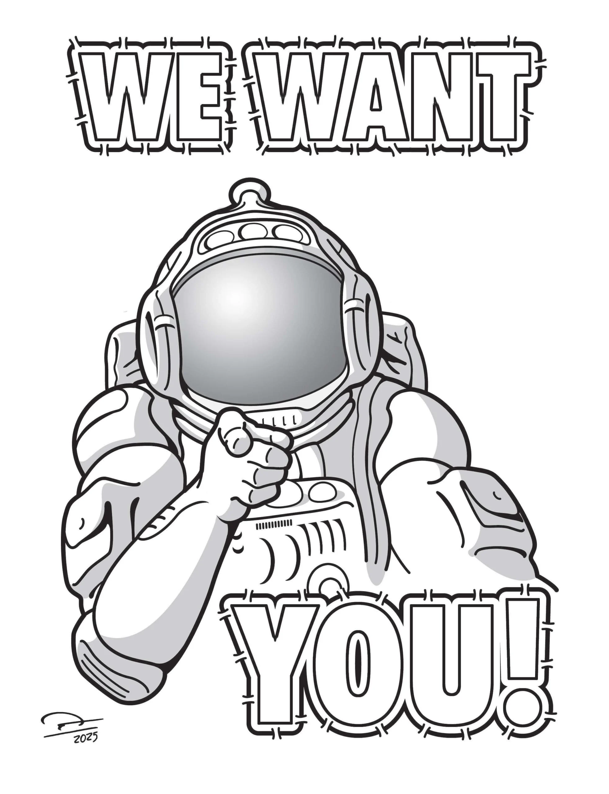 illustration of WAM the spaceman saying We Want You!